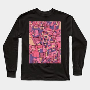 Lódz Map Pattern in Purple & Pink Long Sleeve T-Shirt